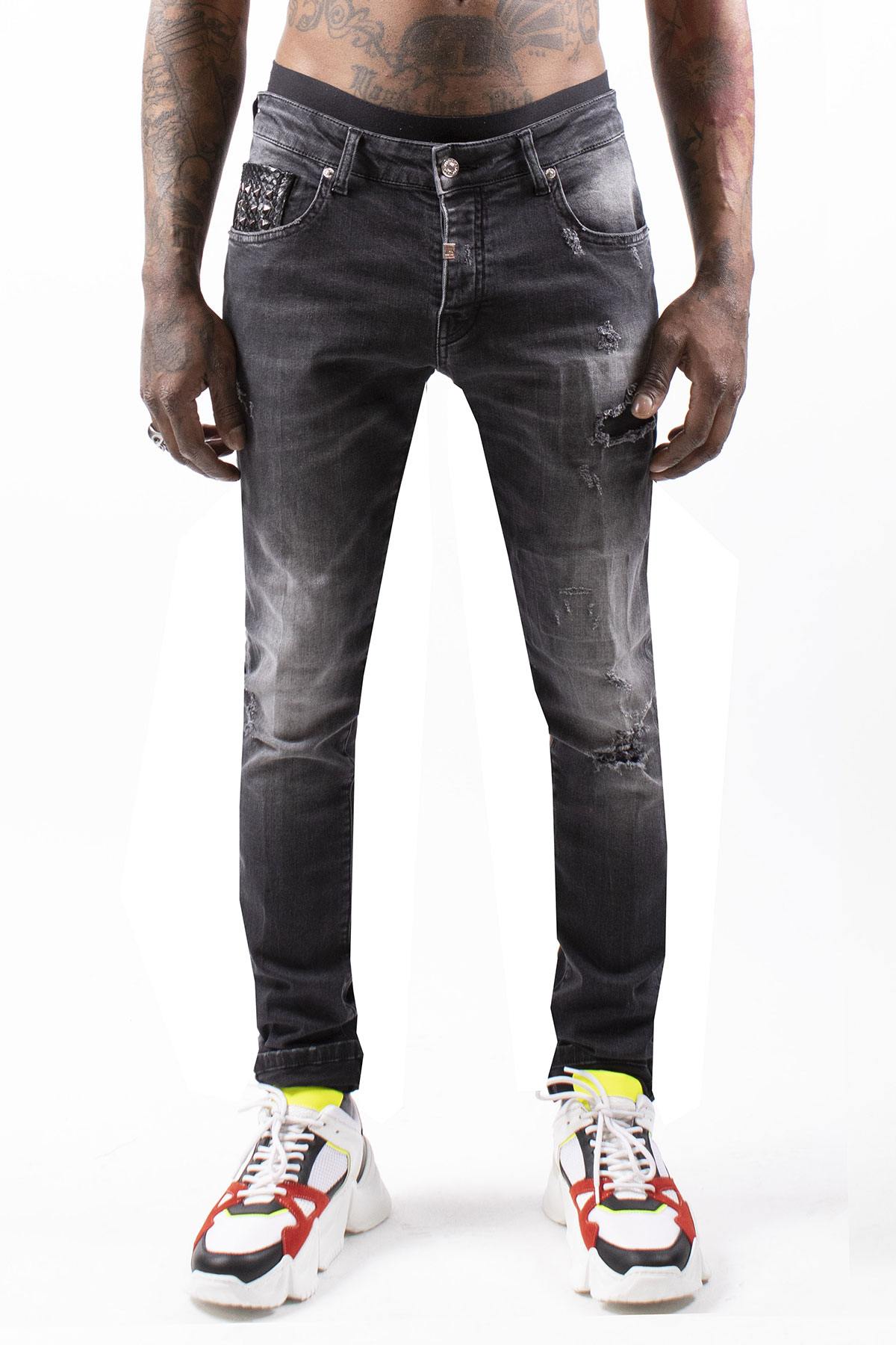 Men's washed black jeans - Image n°3