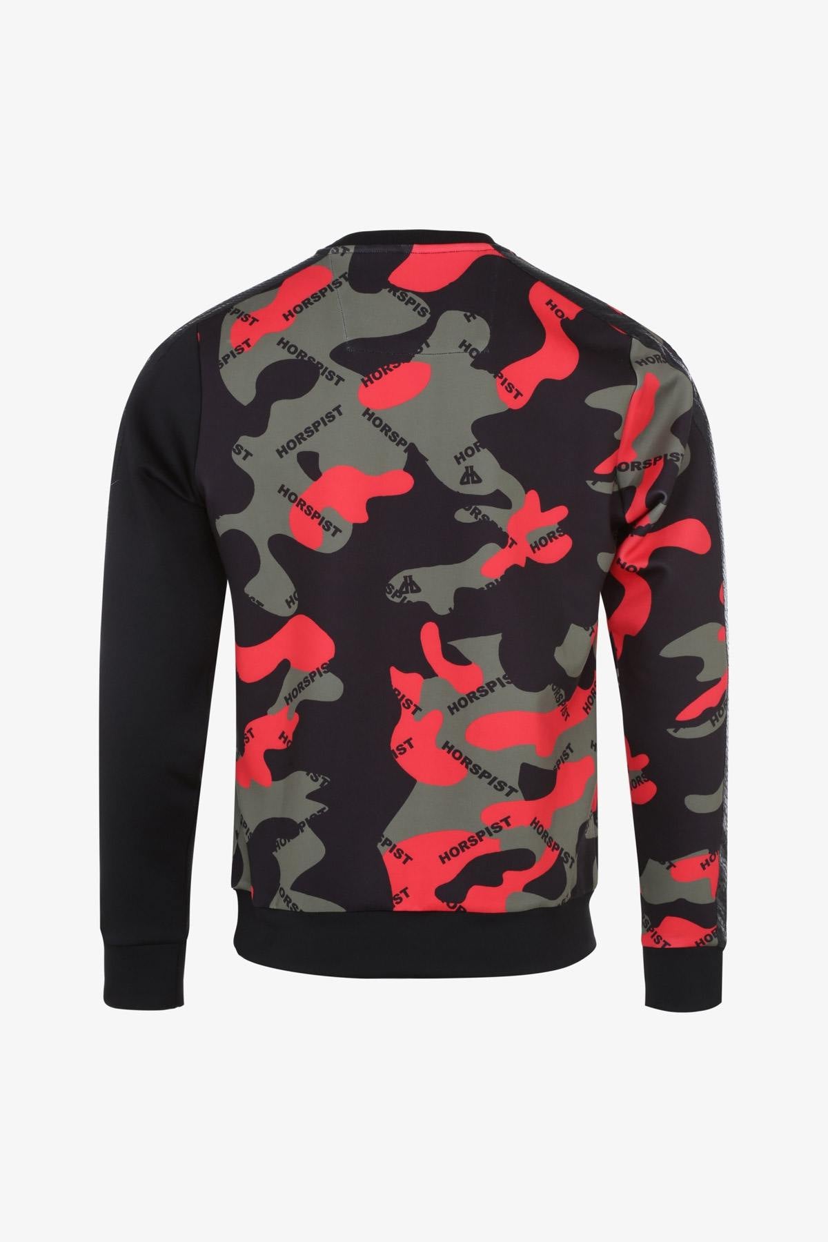 Khaki red camouflage print stretch sweater - Image n°4