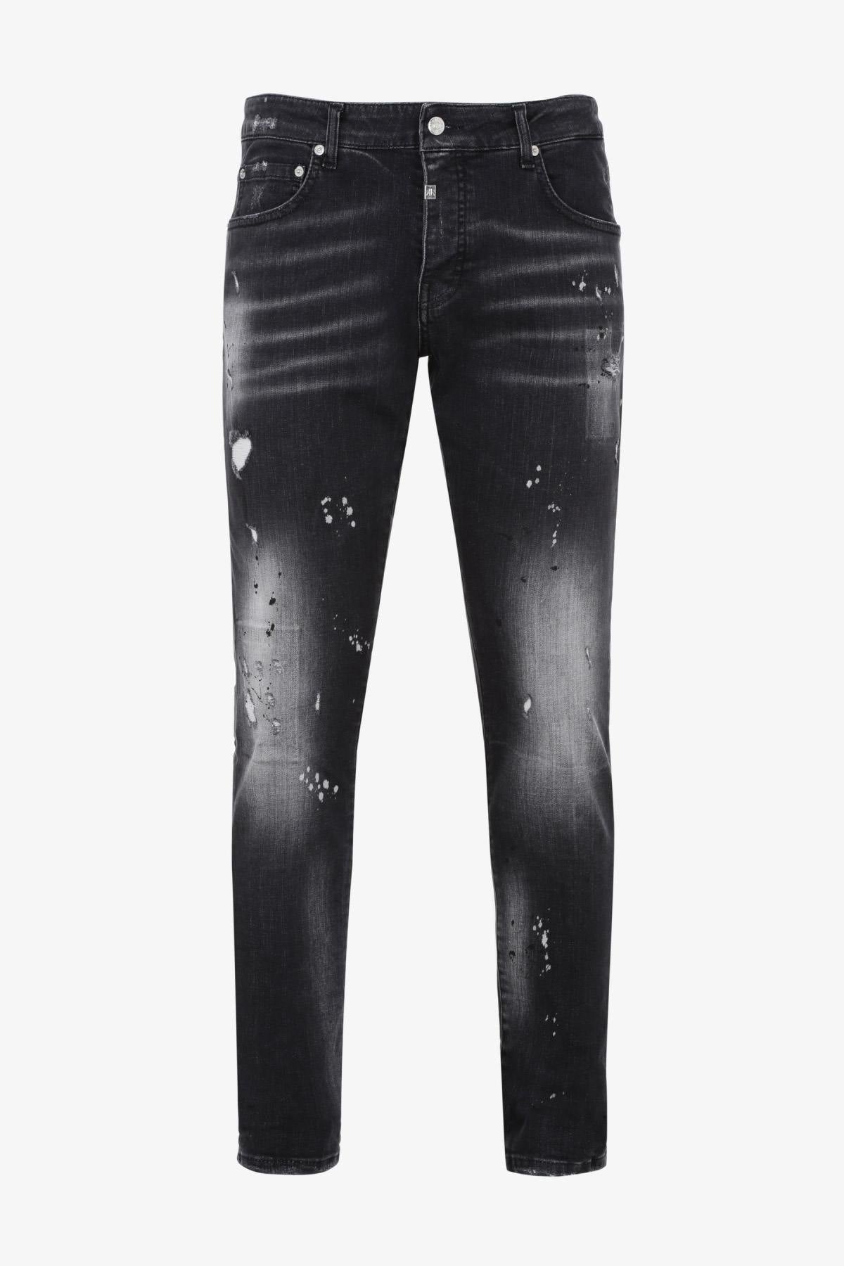 Black faded and spotted jeans - Image n°4