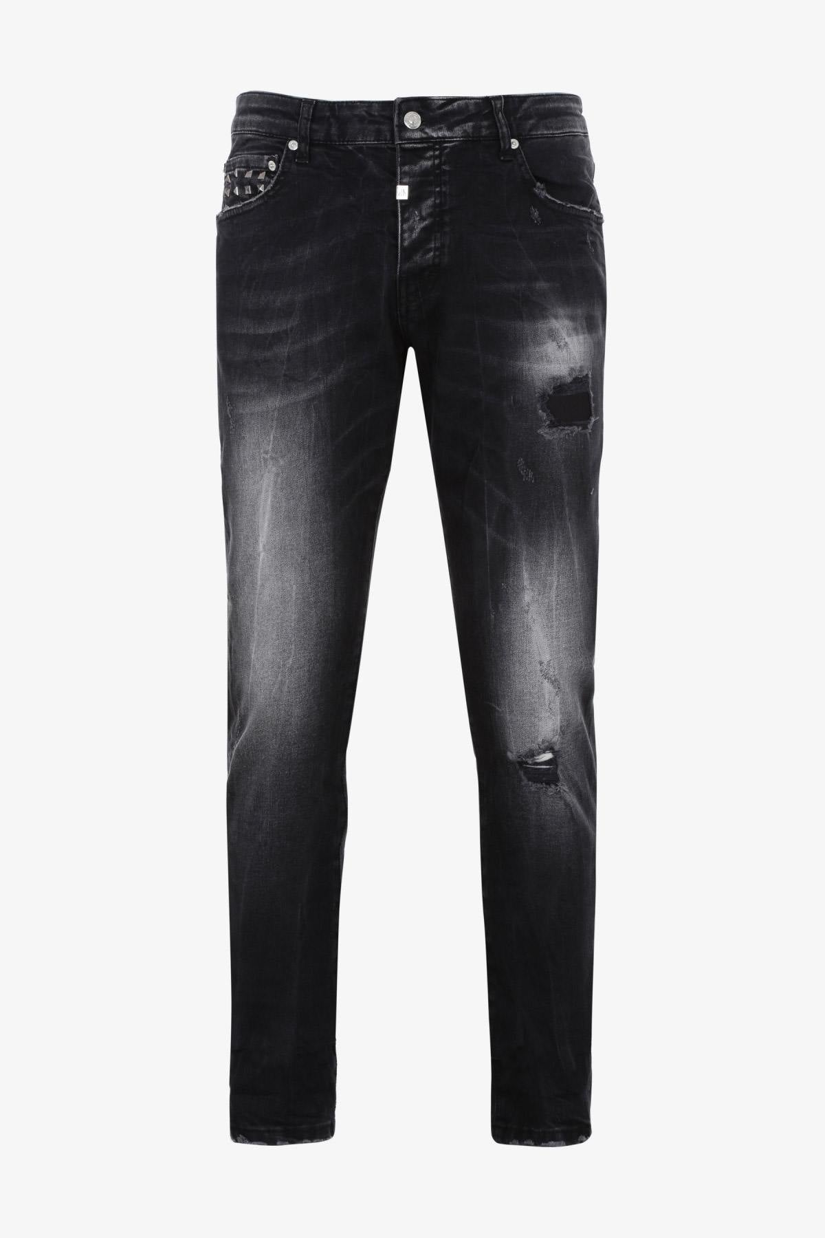 Men's washed black jeans - Image n°4