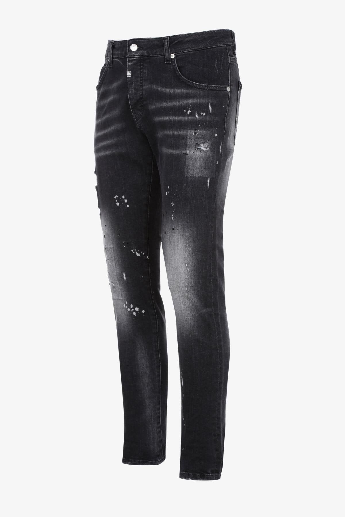 Black faded and spotted jeans - Image n°5