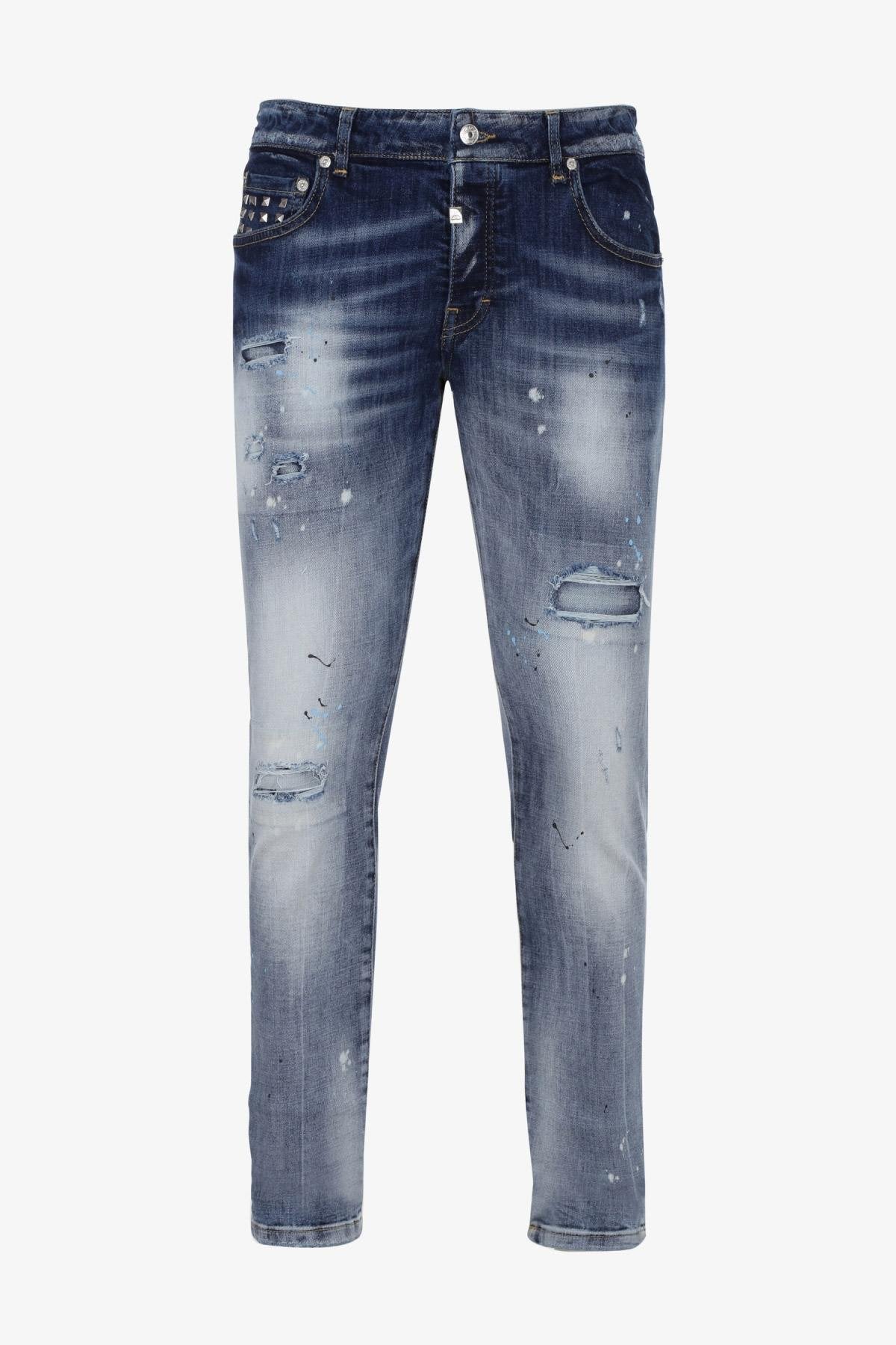 Men's washed blue jeans - Image n°5