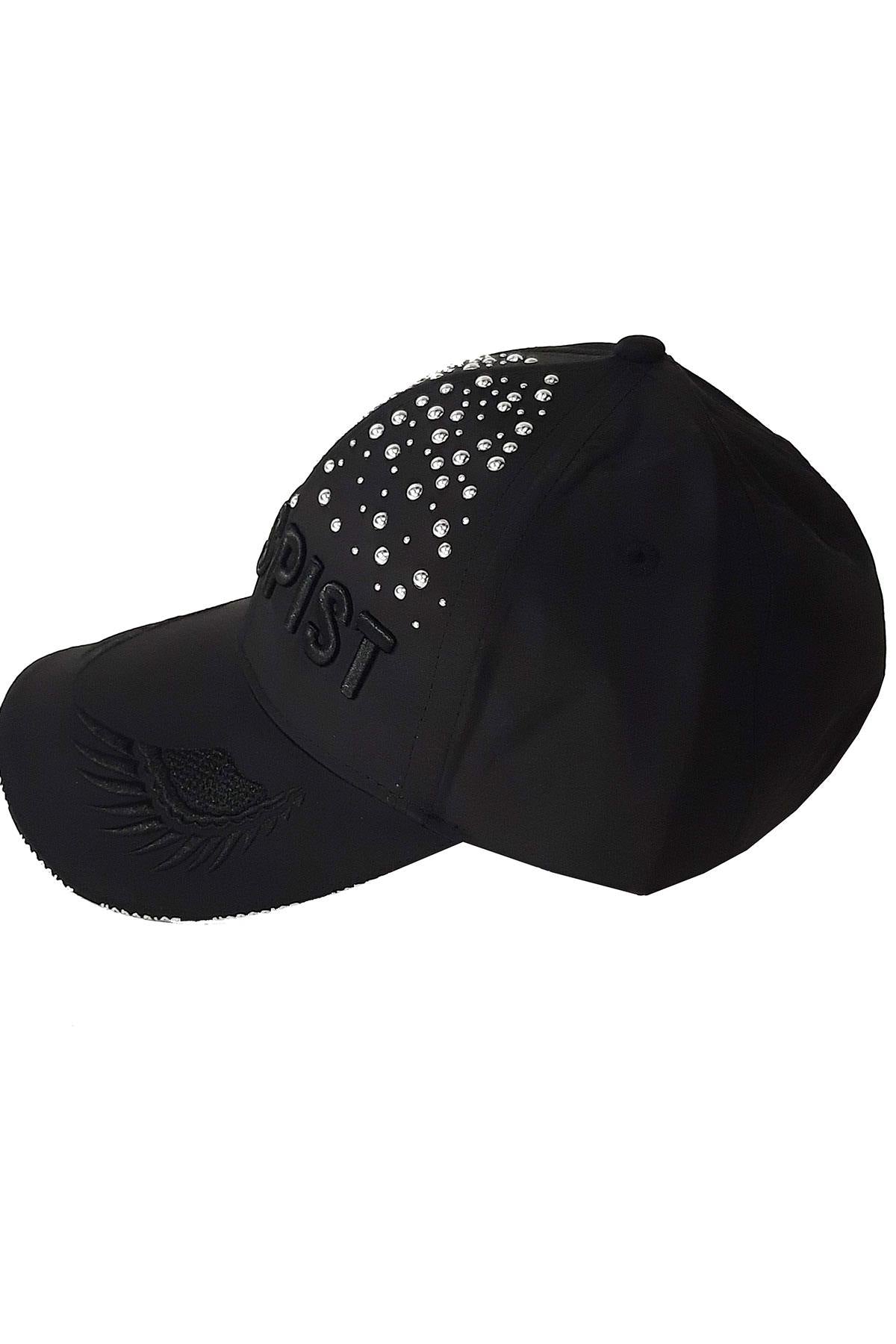 Black cap with rhinestones - Image n°2