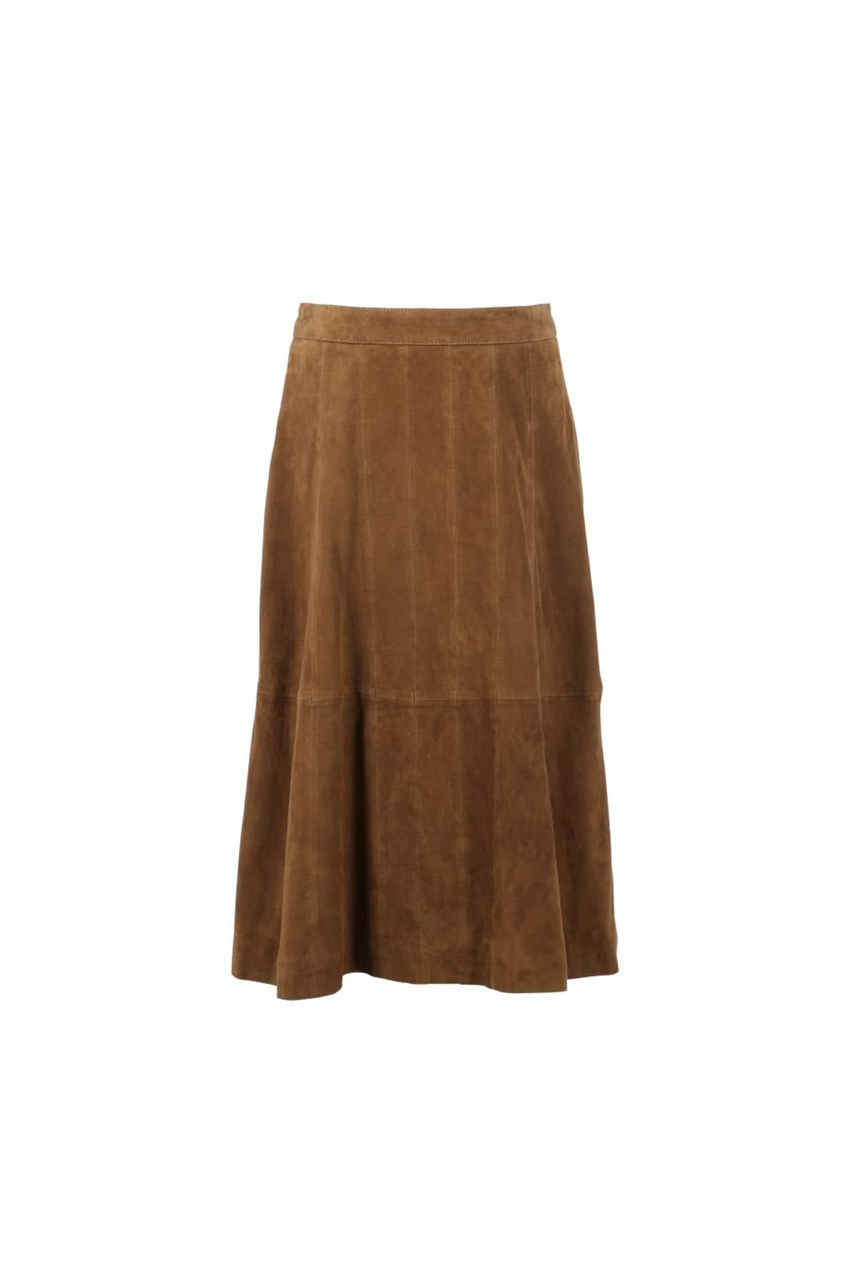 Suede goatskin midi skirt - Image n°9