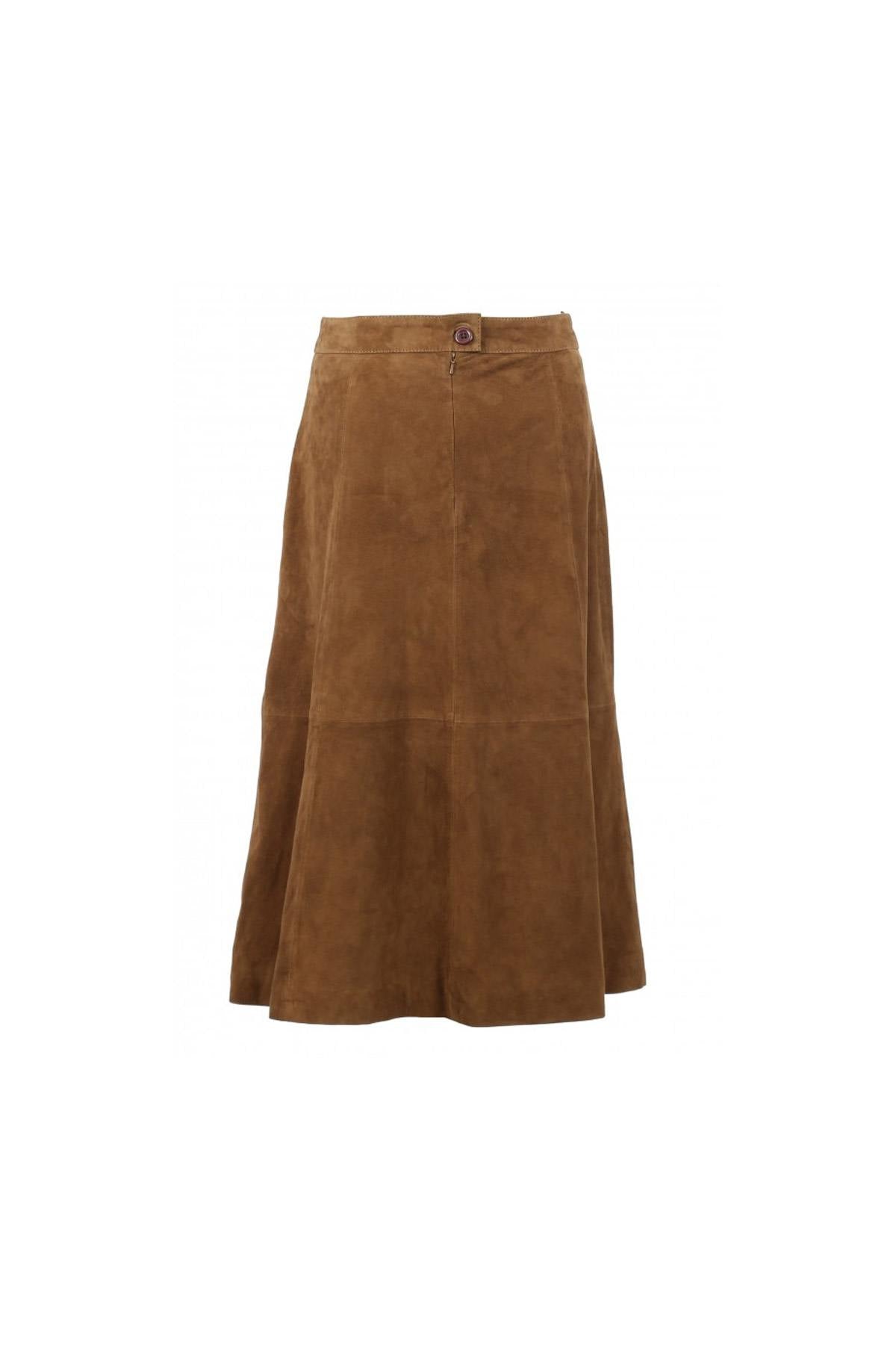 Suede goatskin midi skirt - Image n°10