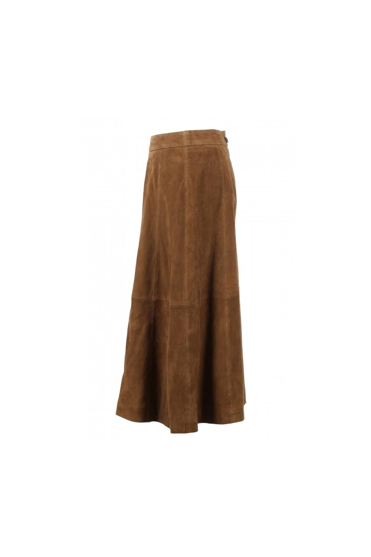 Suede goatskin midi skirt - Image n°11