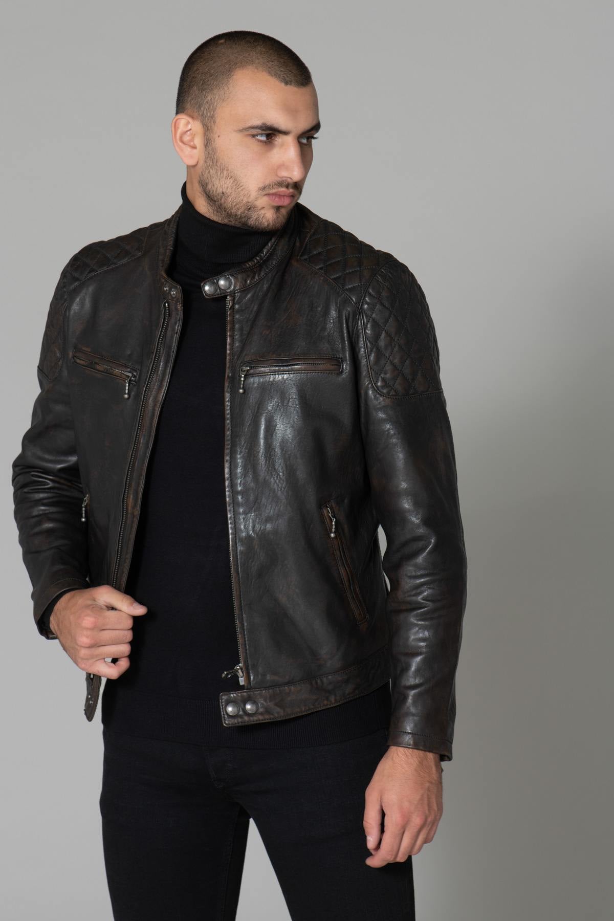 Distressed Biker Collar Jacket - Image n°3