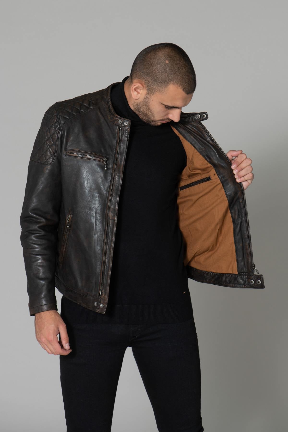 Distressed Biker Collar Jacket - Image n°5