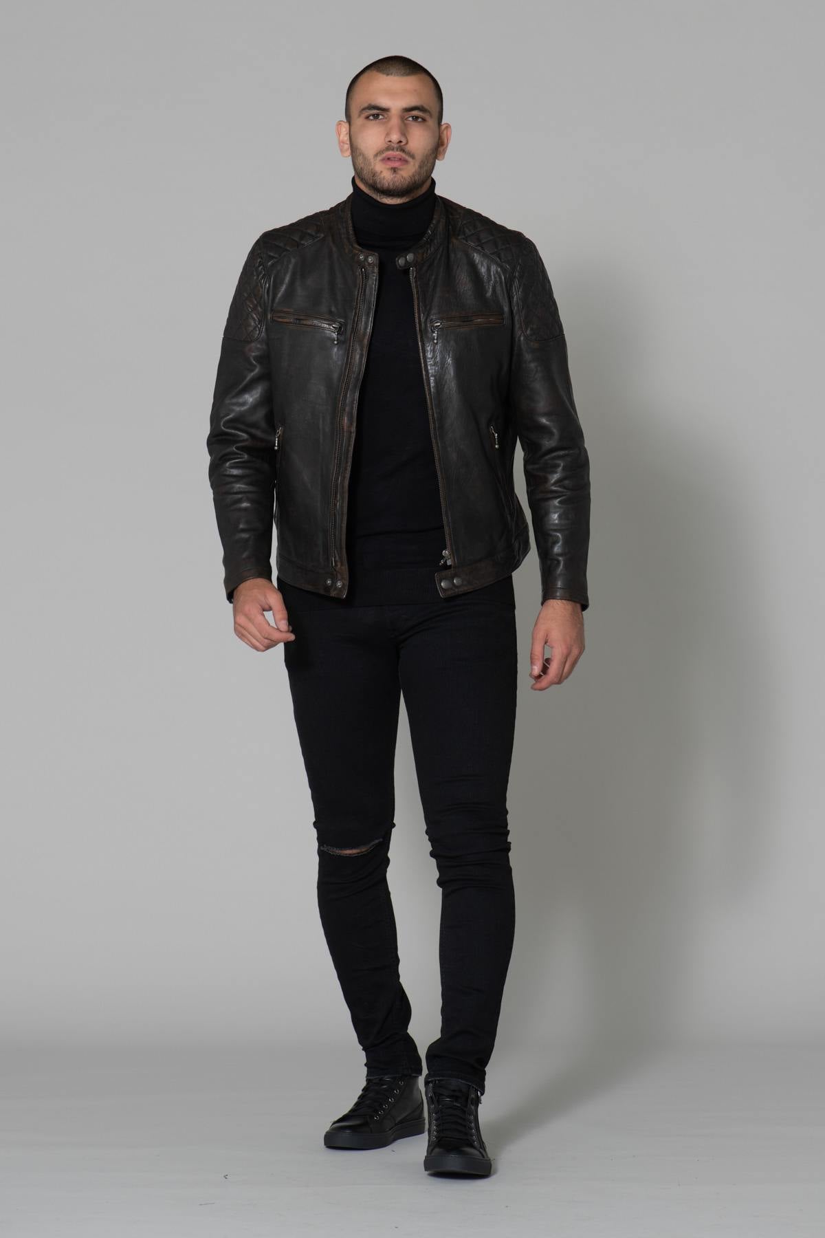 Distressed Biker Collar Jacket - Image n°4