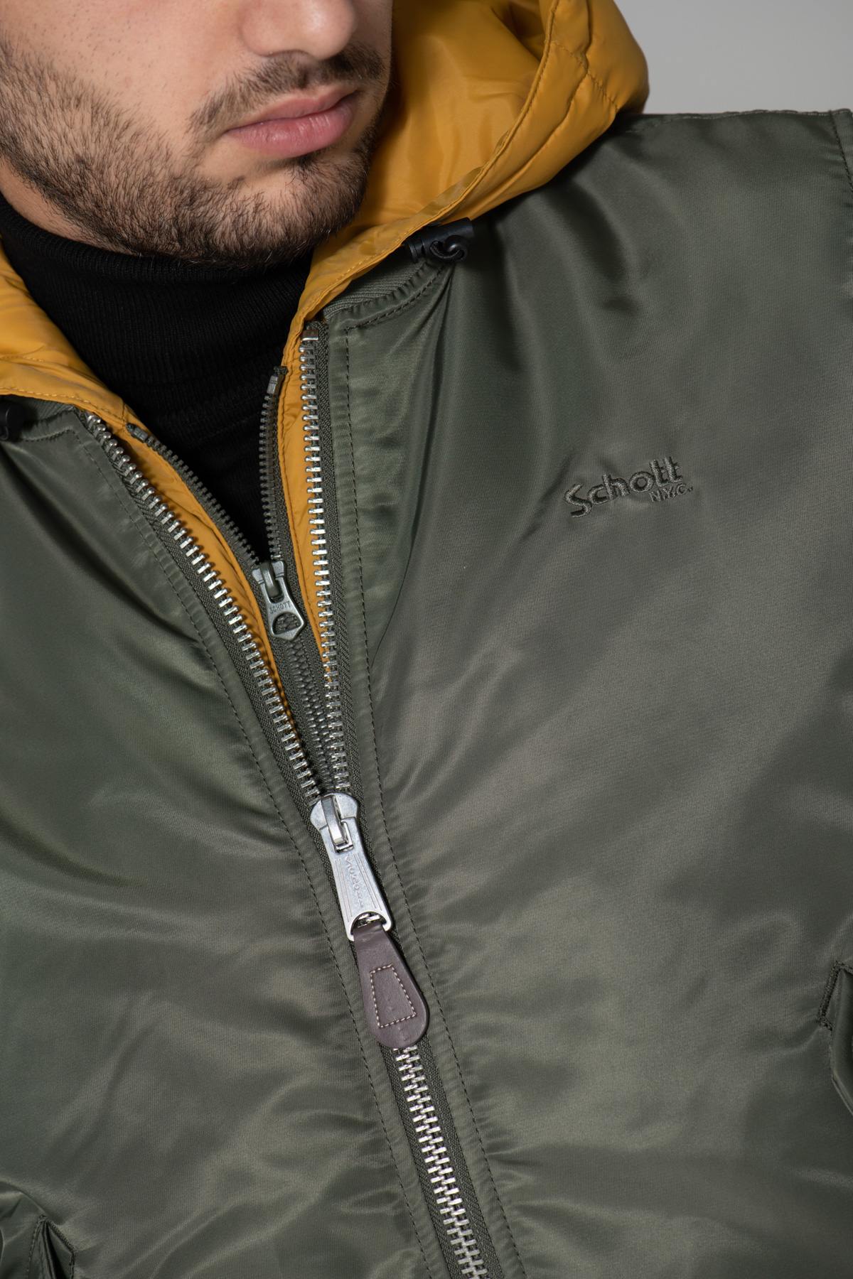 Khaki bomber with yellow removable hood - Image n°7