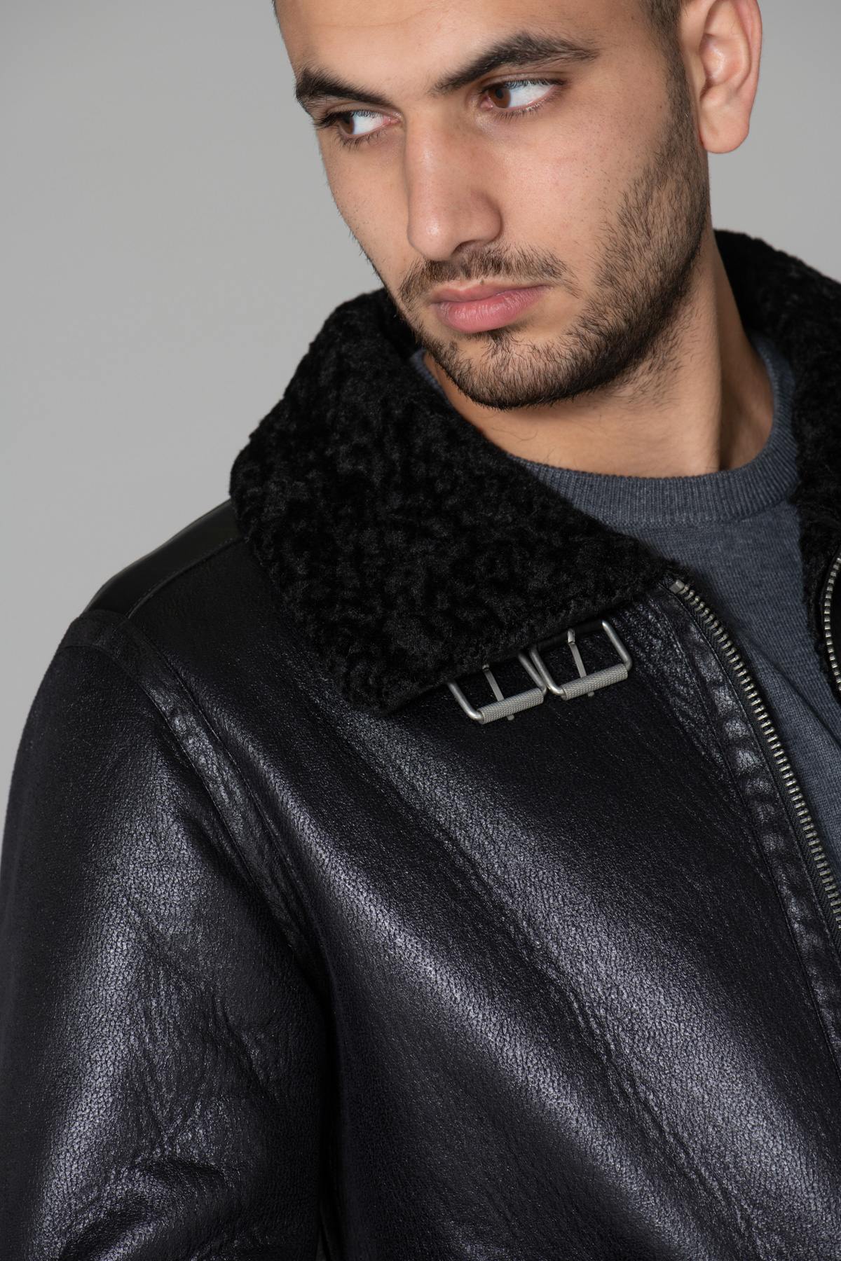 Men's black polyester bomber jacket - Image n°4