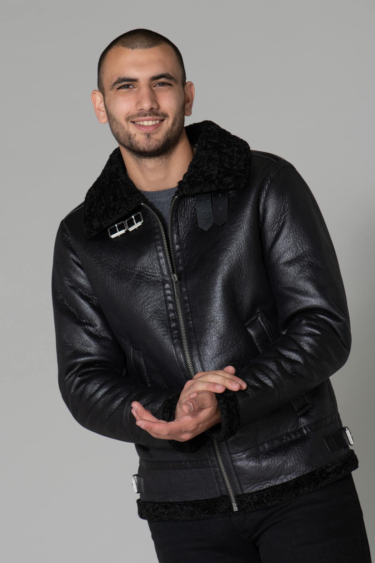 Men's black polyester bomber jacket - Image n°8