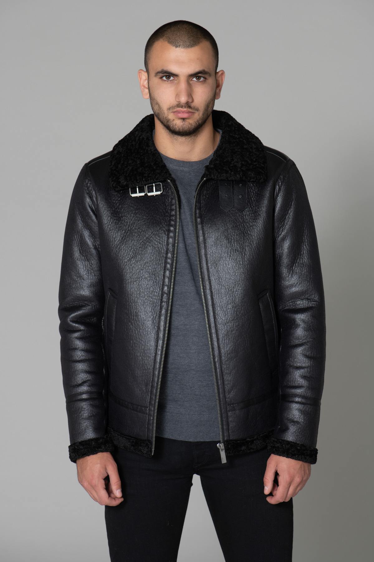 Men's black polyester bomber jacket - Image n°5