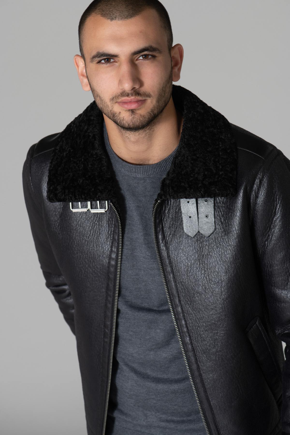 Men's black polyester bomber jacket - Image n°6