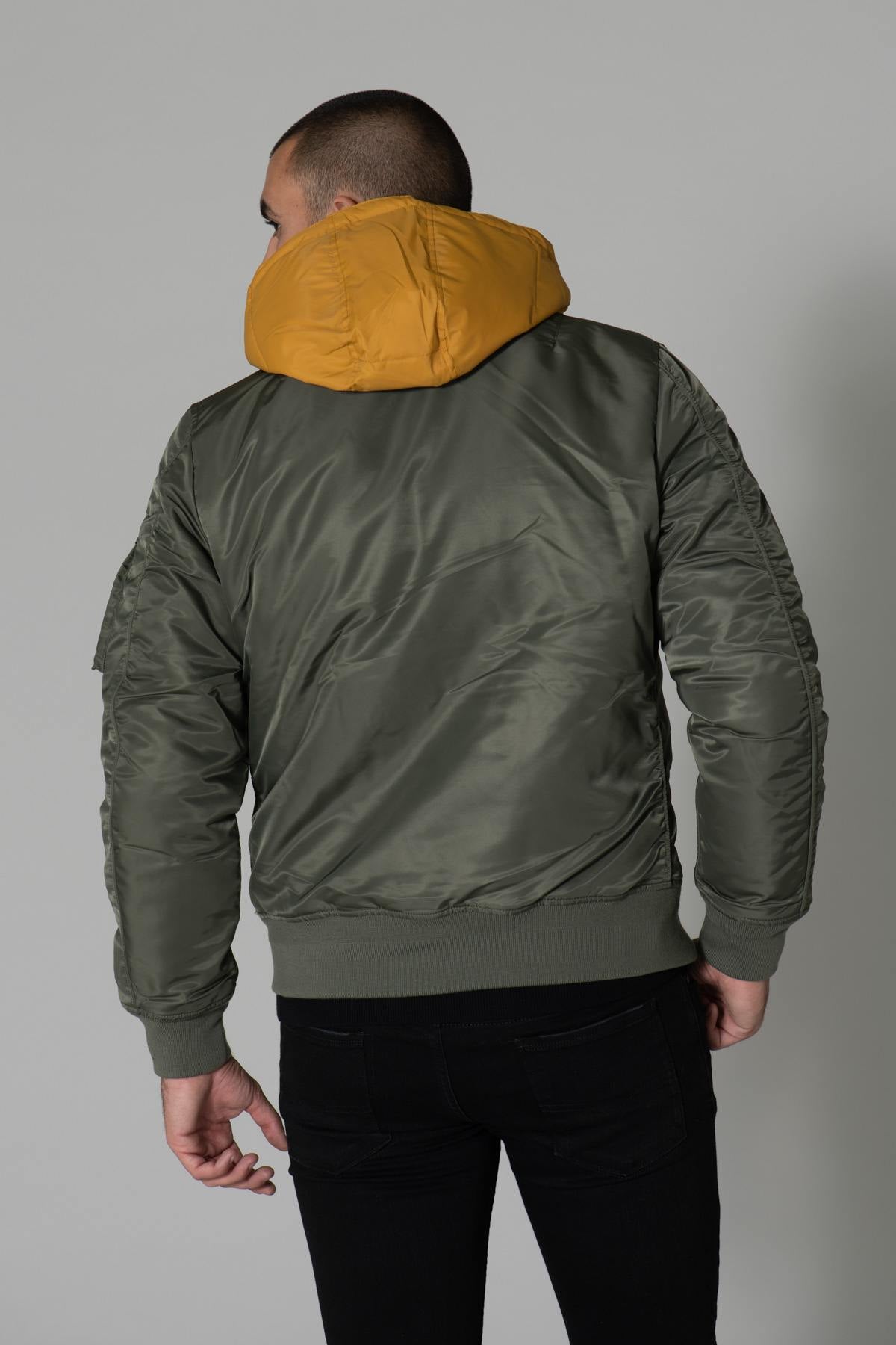 Khaki bomber with yellow removable hood - Image n°6