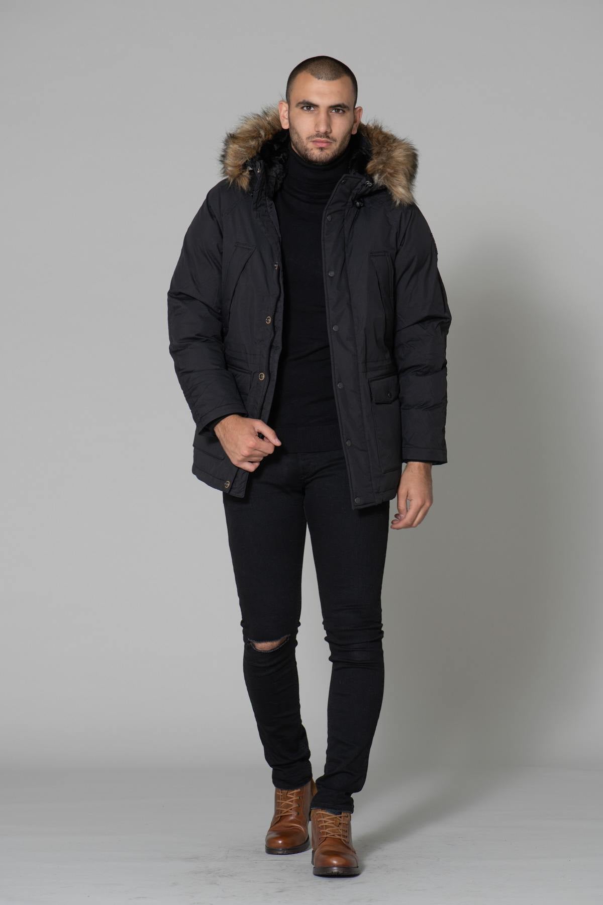 Hooded parka with faux fur - Image n°2