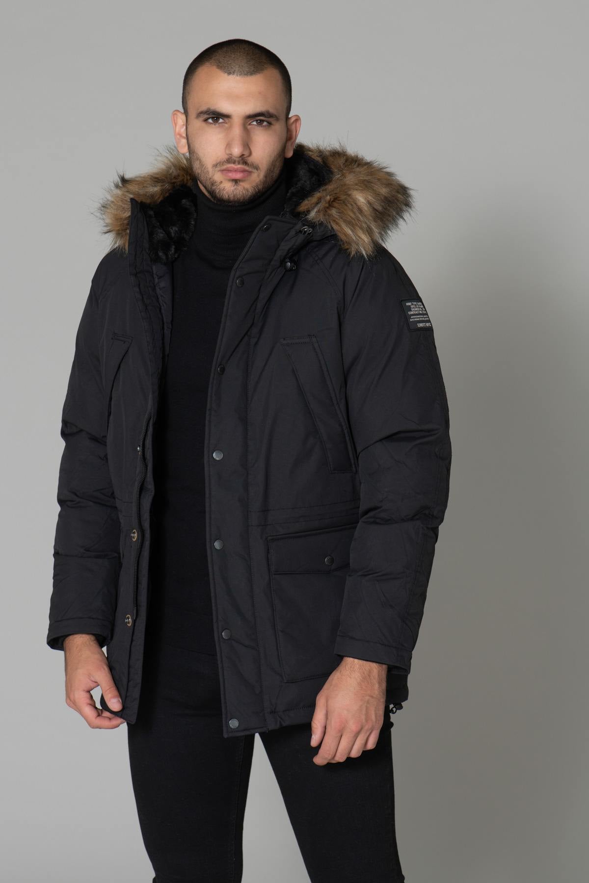 Hooded parka with faux fur - Image n°3