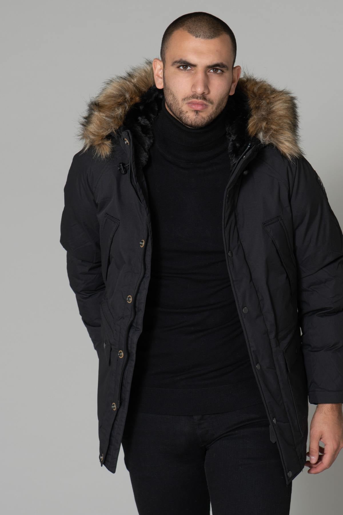 Hooded parka with faux fur - Image n°10