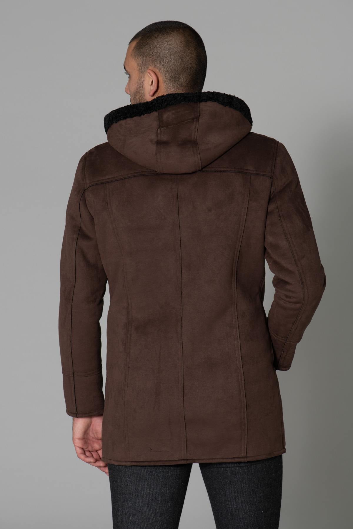 Shearling effect coat in polyester - Image n°6