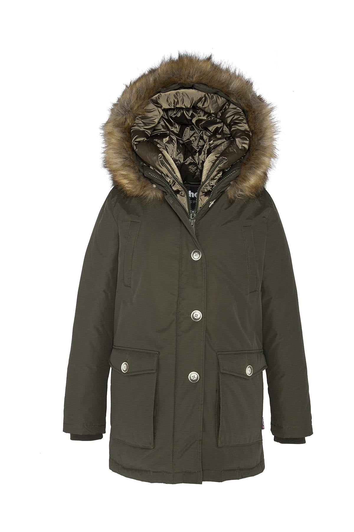 Khaki winter parka for women - Image n°1