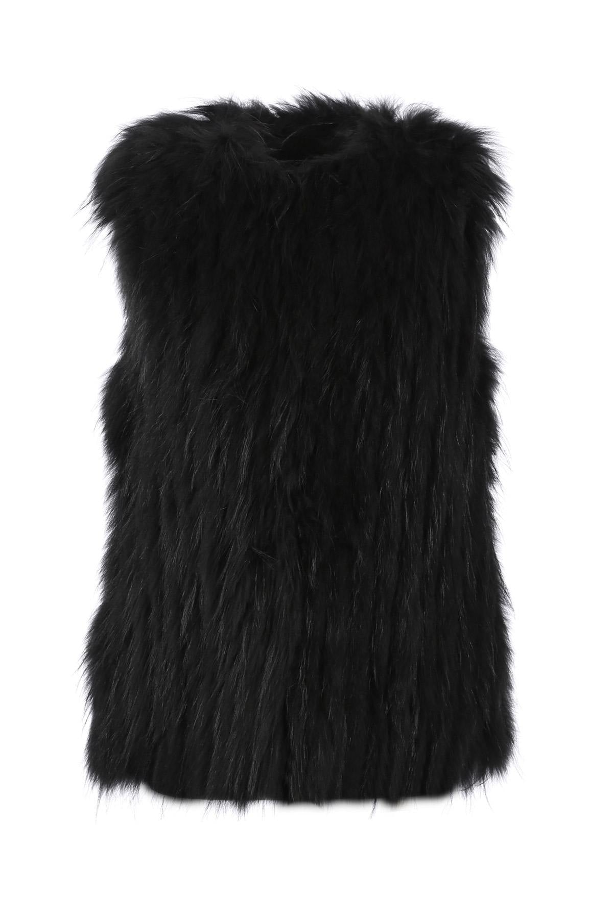 Black fur sleeveless vest - Image n°8