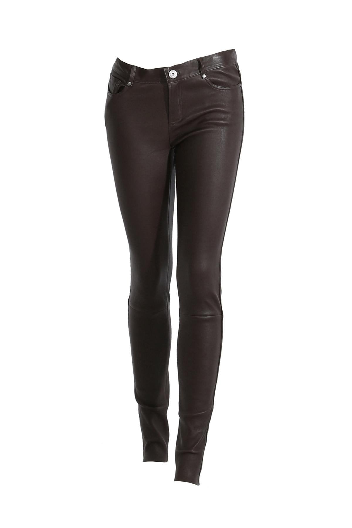 Brown leather legging pants - Image n°7