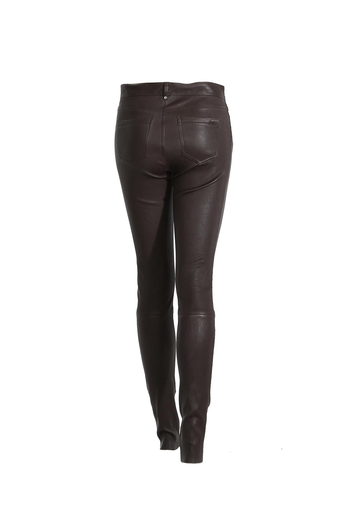 Brown leather legging pants - Image n°9