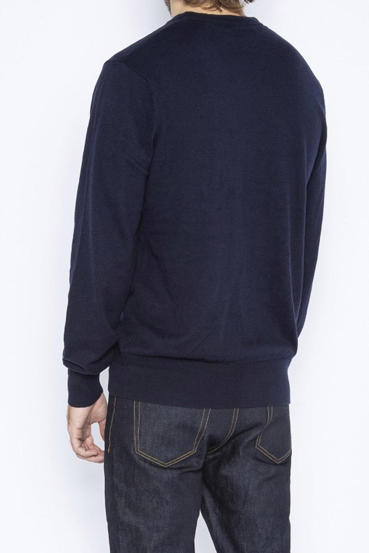 Navy blue round neck sweater - Image n°3