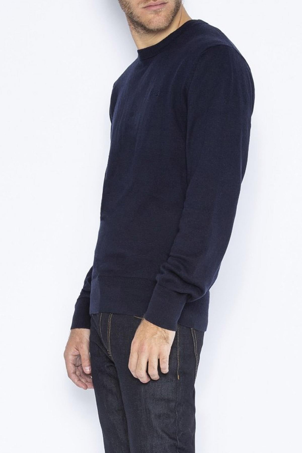 Navy blue round neck sweater - Image n°2