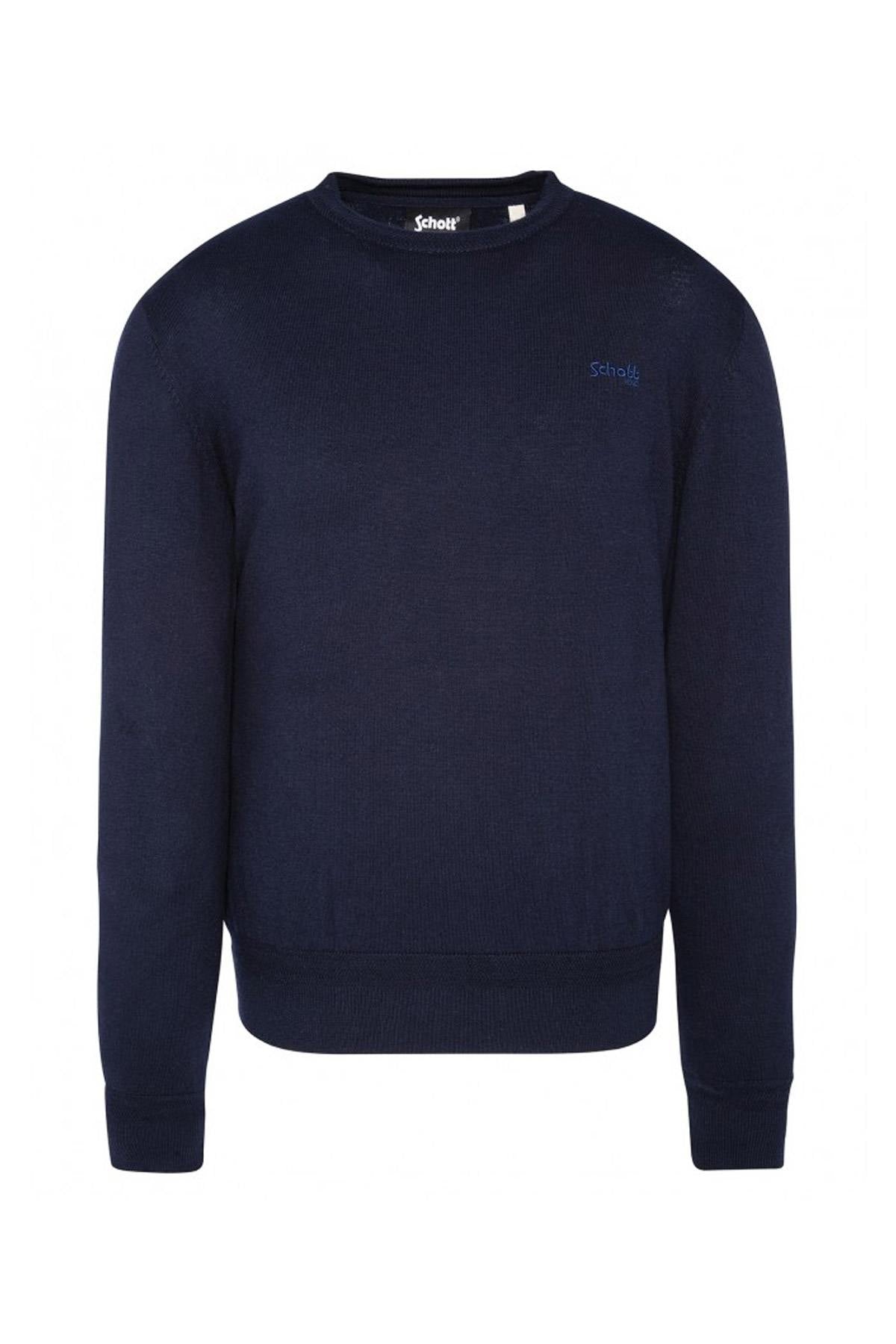 Navy blue round neck sweater - Image n°4