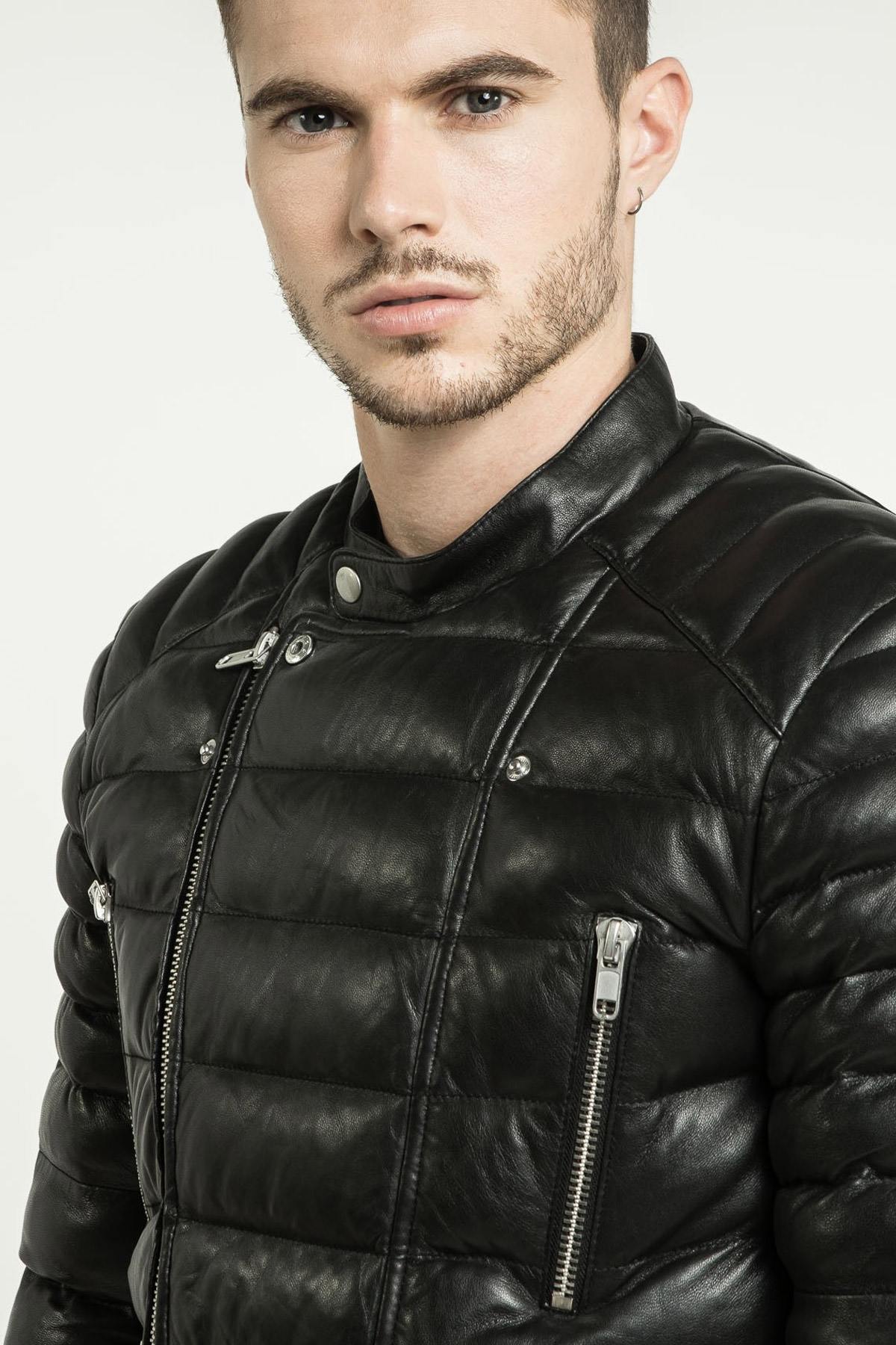 Men's perf-style leather down jacket - Image n°6