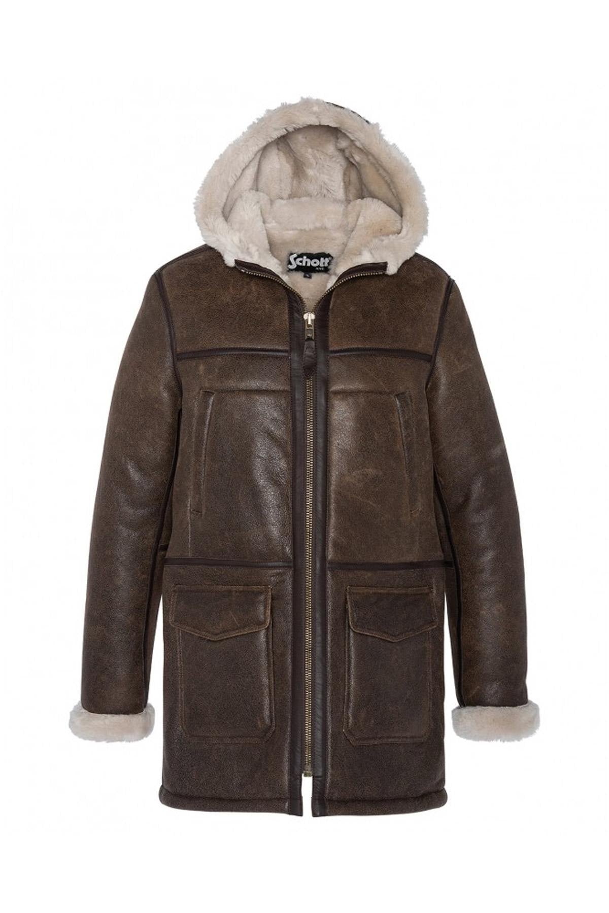 Brown shearling coat - Image n°9