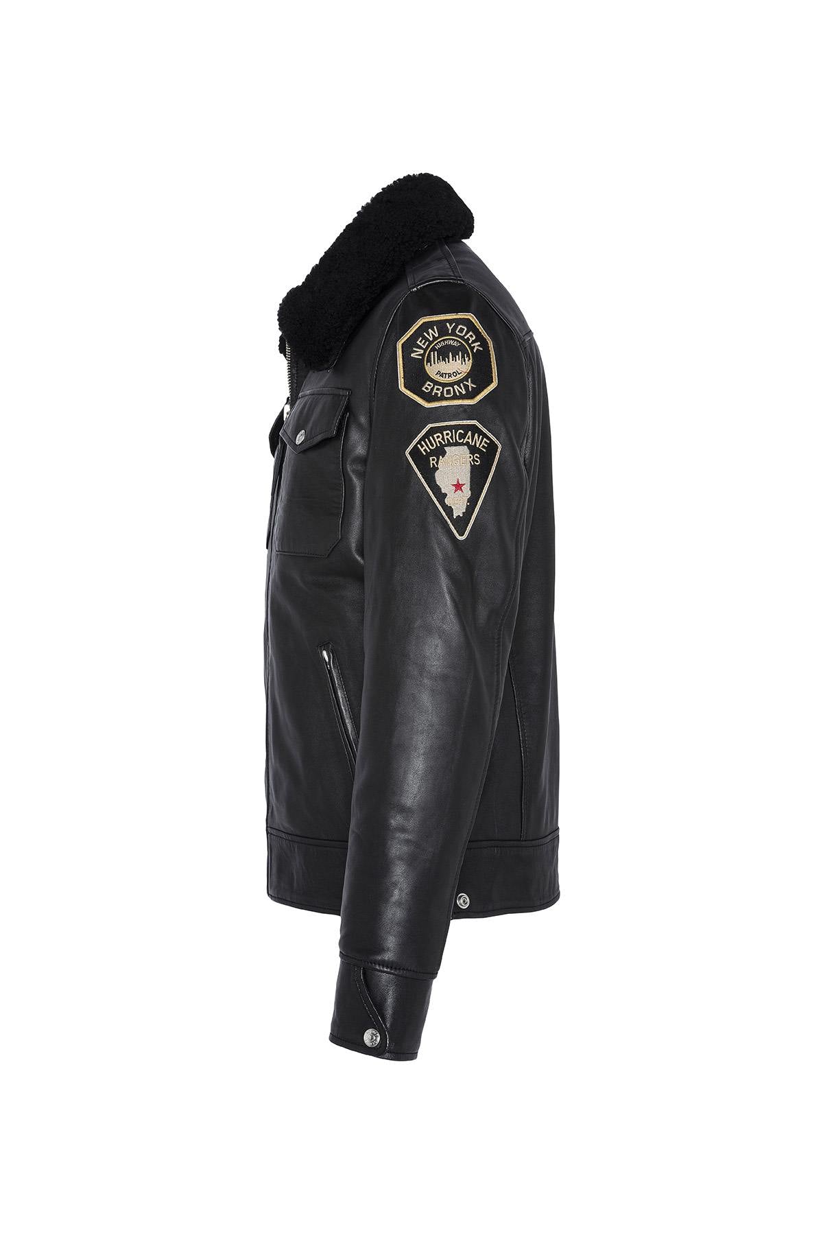 Black US Police Leather Jacket - Image n°10