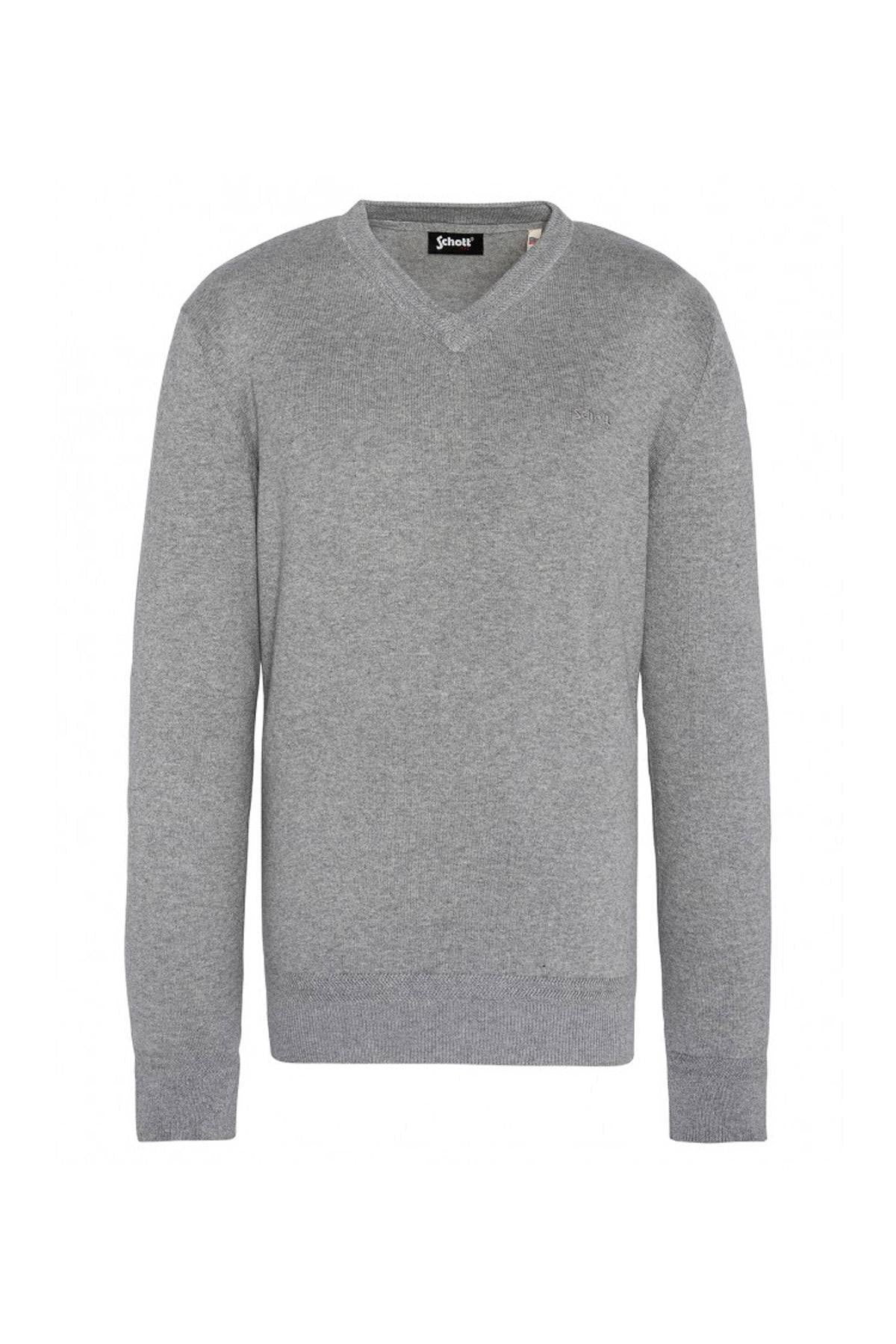 Heather gray V-neck sweater - Image n°1