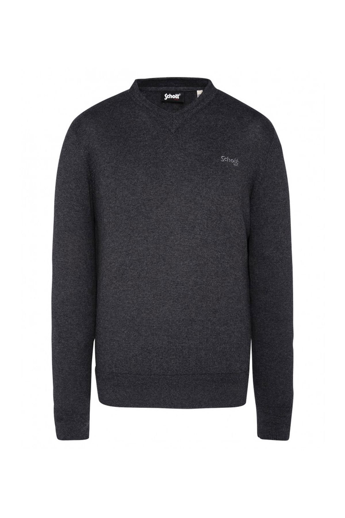 Men's anthracite sweater with V-neck - Image n°2