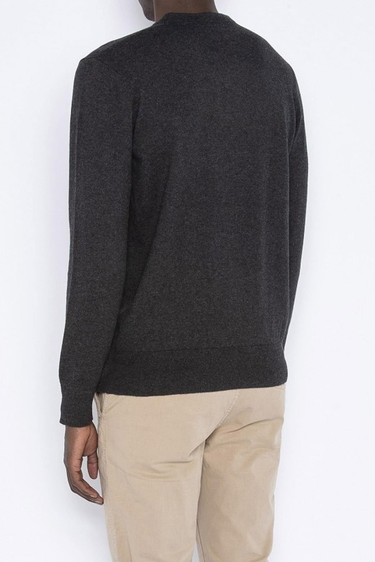 Men's anthracite sweater with V-neck - Image n°3