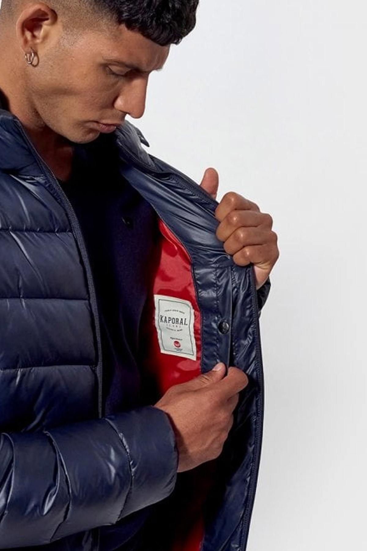 Blue recycled polyester down jacket - Image n°2