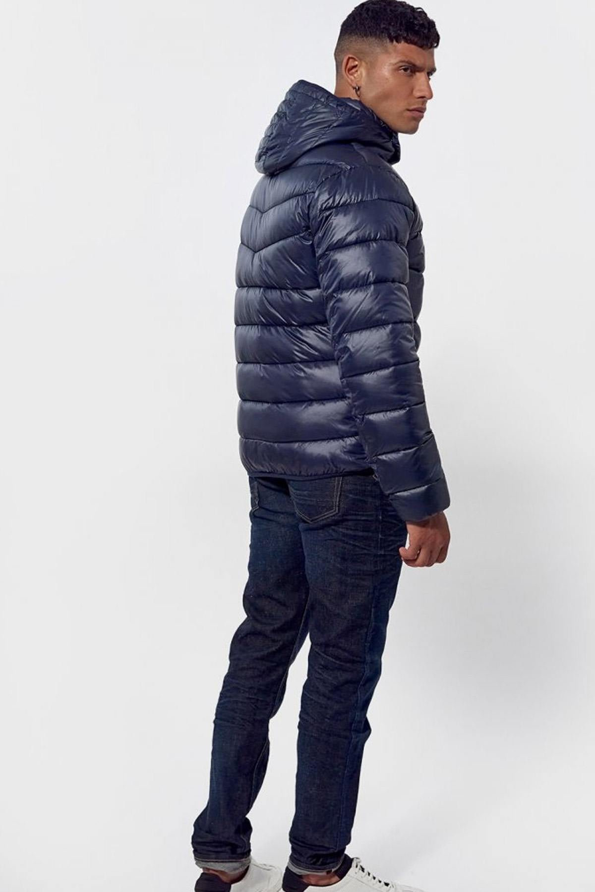 Blue recycled polyester down jacket - Image n°4