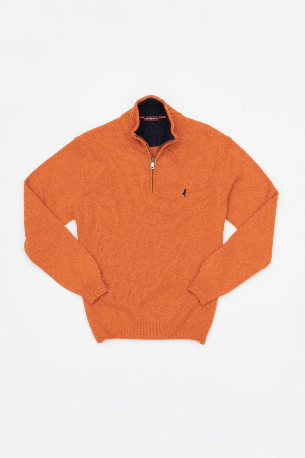 Men's orange wool sweater - Image n°1