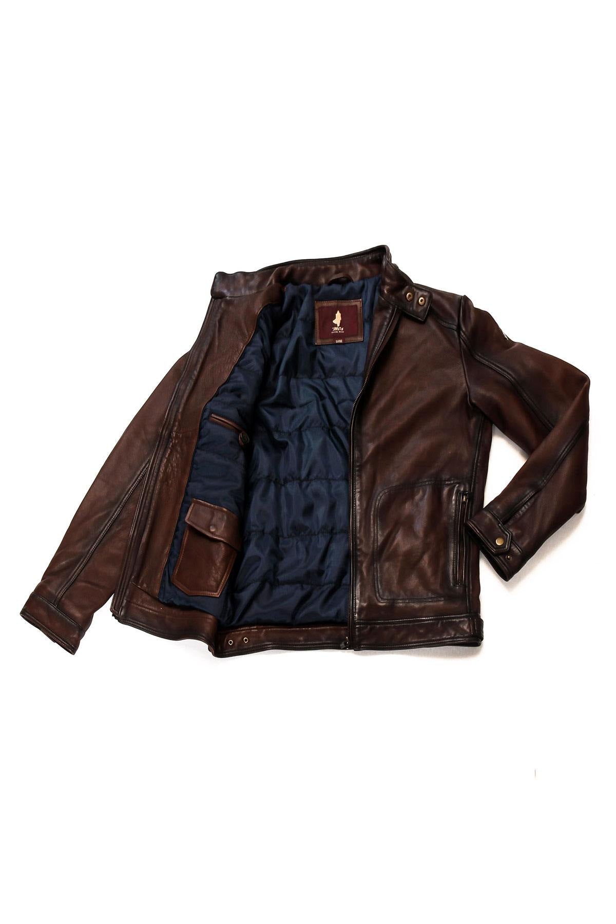 Men's distressed leather jacket - Image n°10