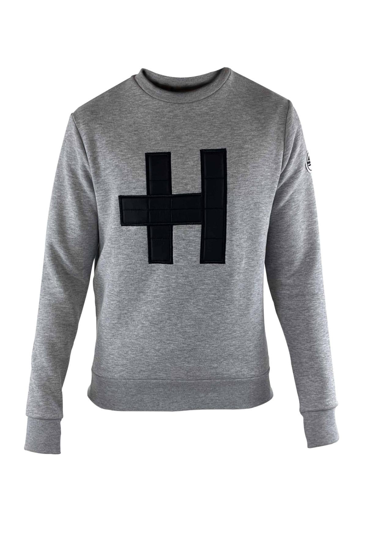 Men's heather gray sweater with H logo - Image n°1