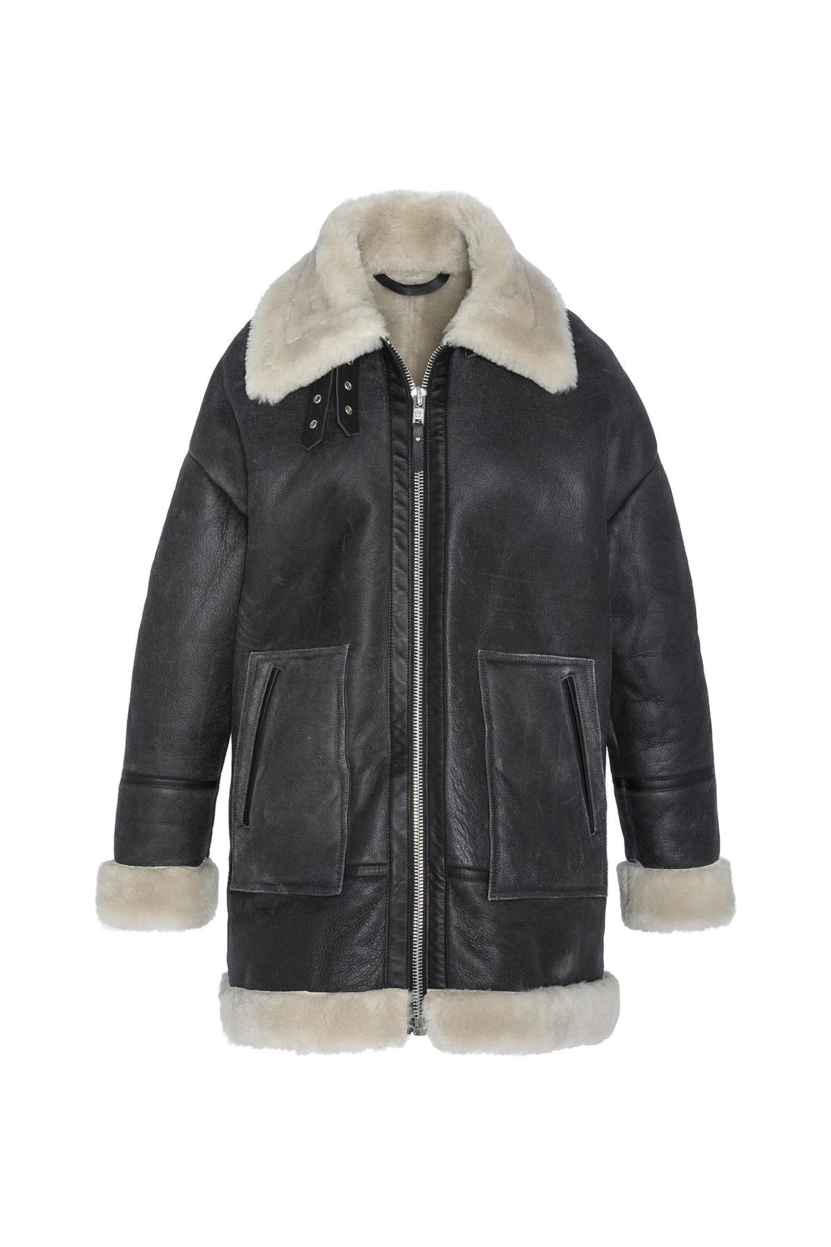 Long loose shearling coat - Image n°8