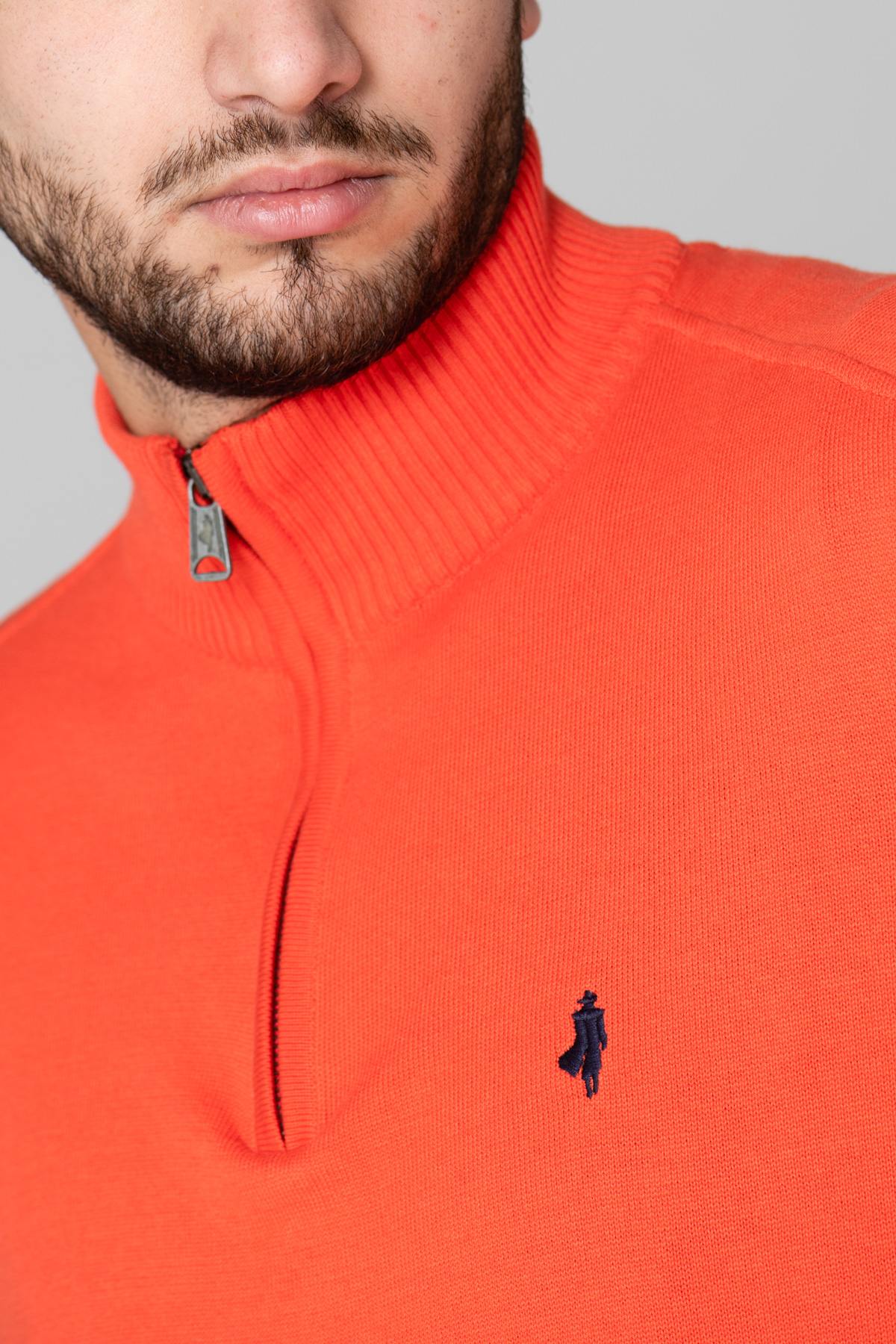 Men's orange high-neck sweater - Image n°2