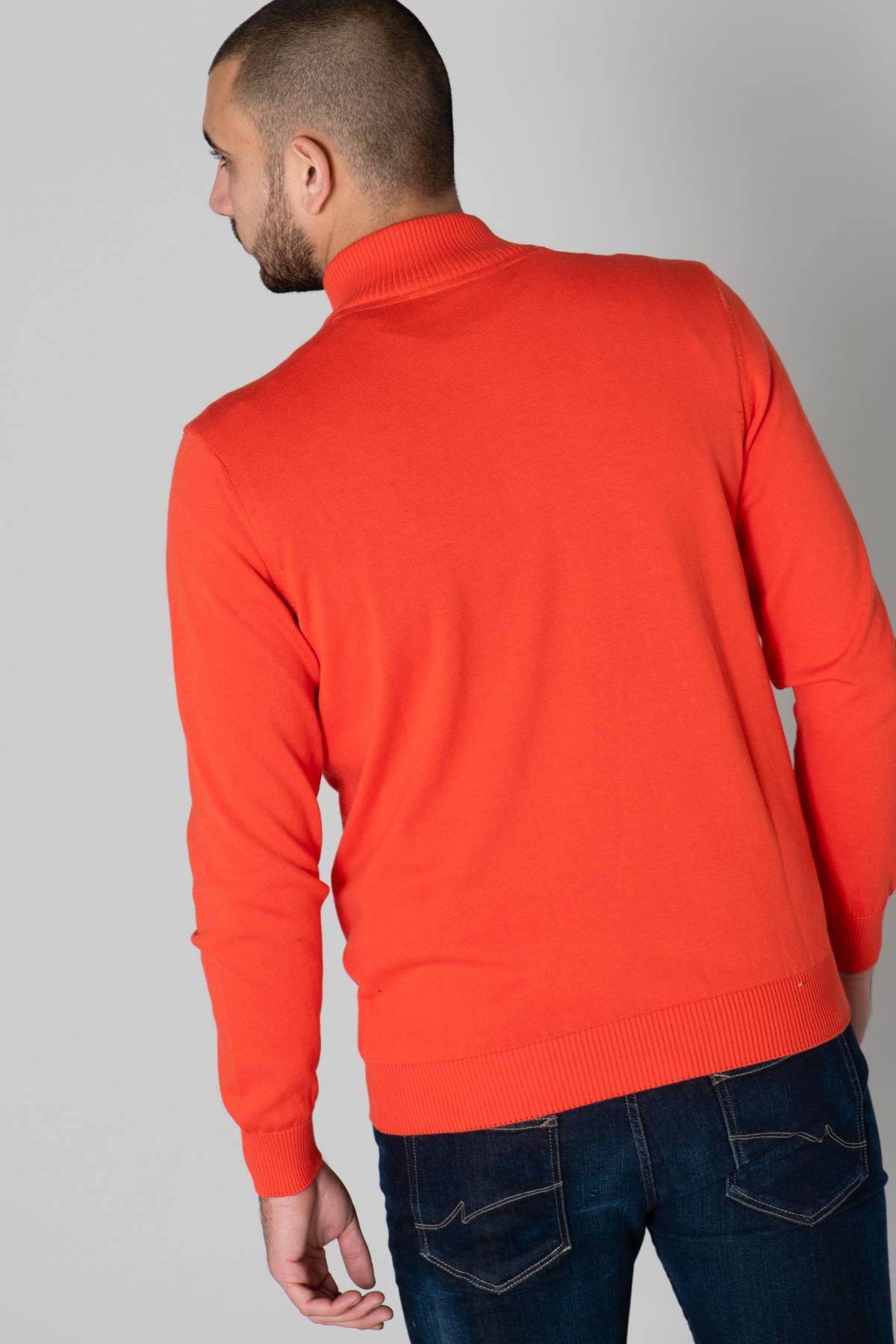 Men's orange high-neck sweater - Image n°6