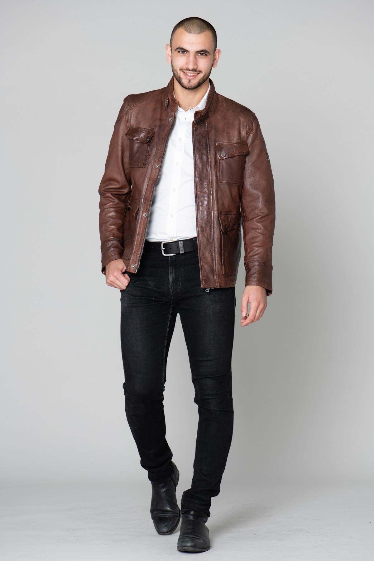 Aged leather safari jacket - Image n°3