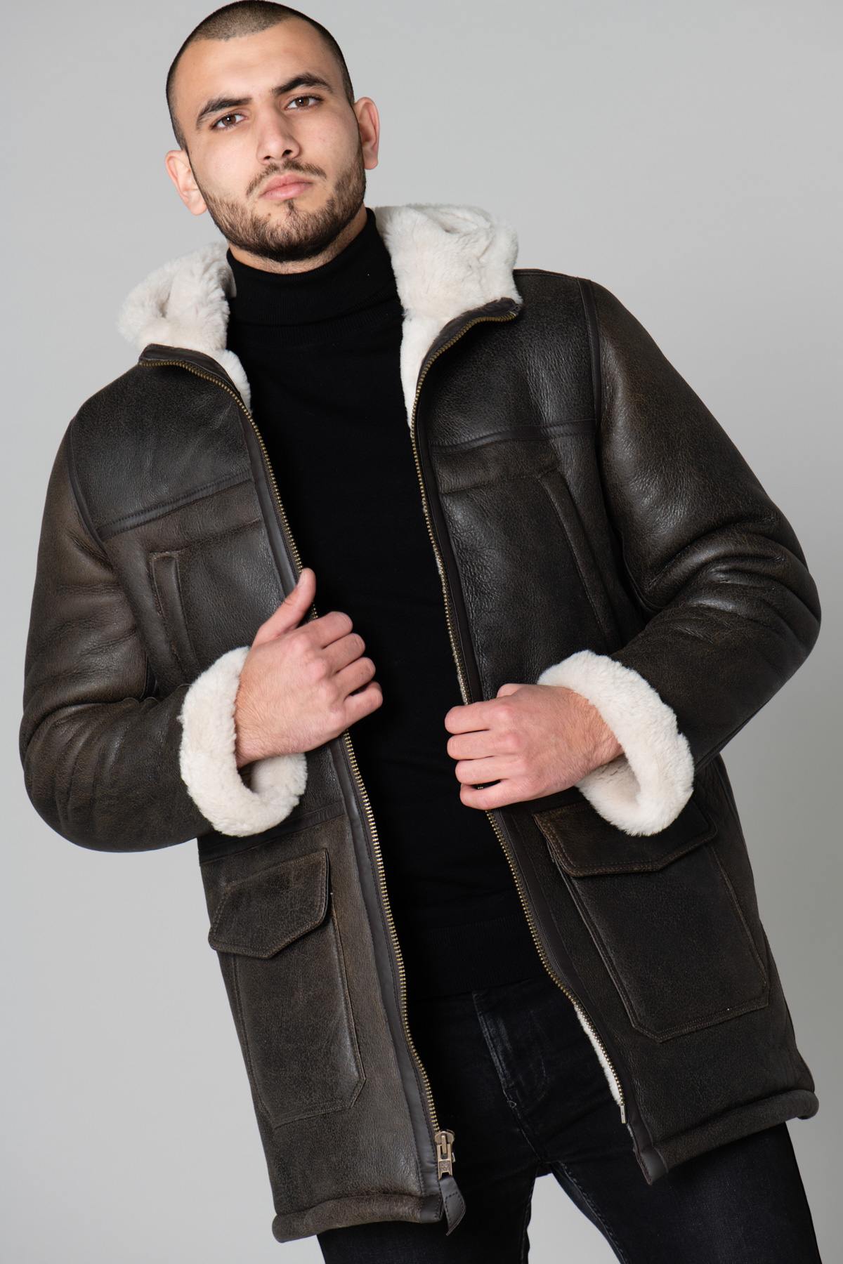 Brown shearling coat - Image n°1