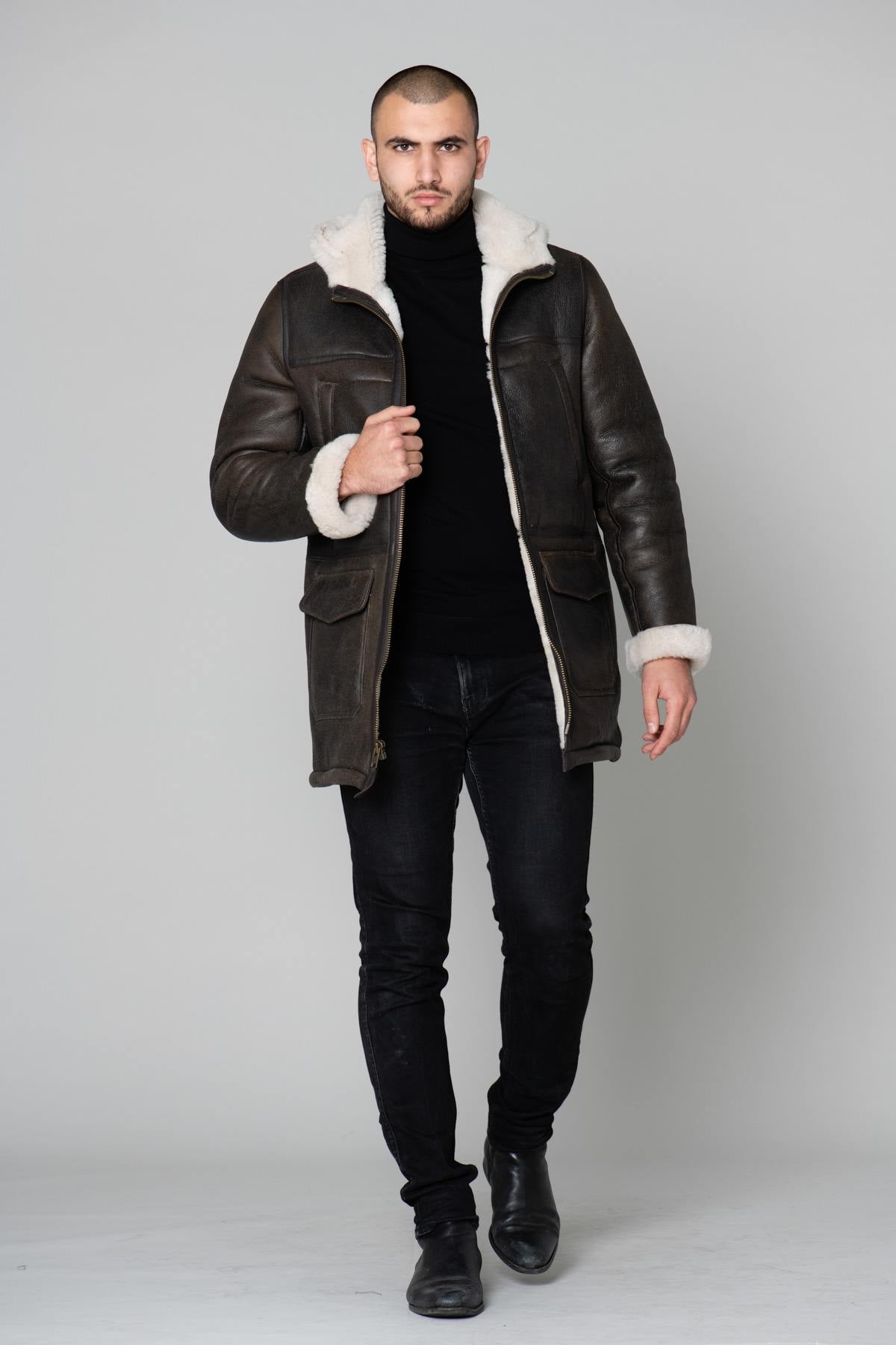 Brown shearling coat - Image n°4