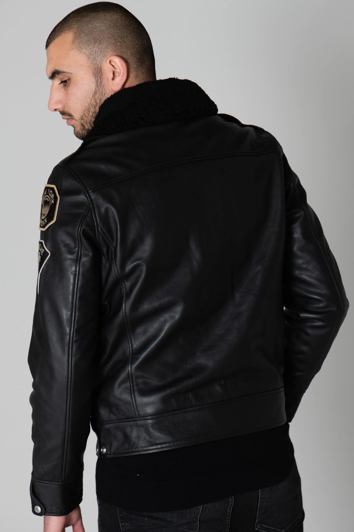 Black US Police Leather Jacket - Image n°7