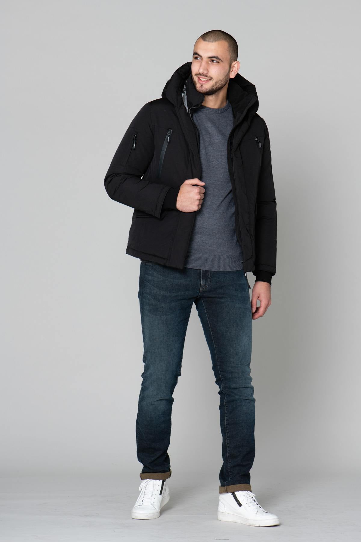 Black technical winter down jacket - Image n°2