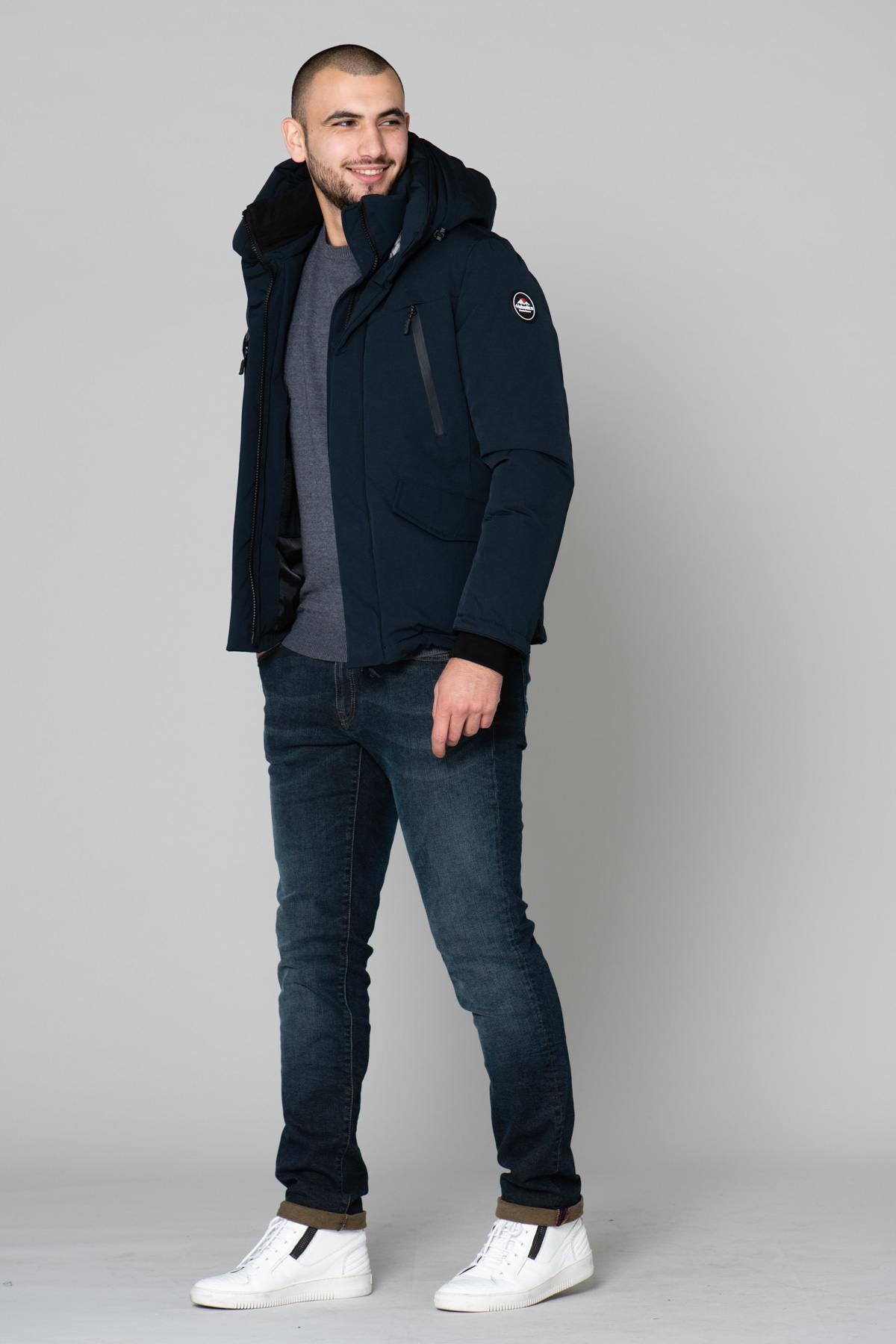 Men's warm navy blue down jacket - Image n°2